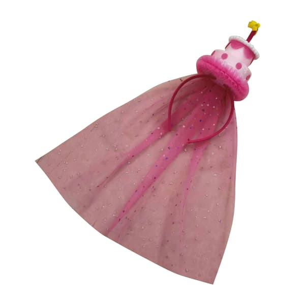 Hodebånd med bursdagskake, dobbeltlags dekorasjoner, kakehodebåndtilbehør for jentefestkostyme med slør