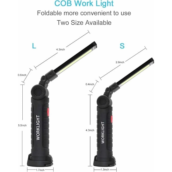 X COB Arbetslampa Uppladdningsbar LED Arbetslampa COB Verkstadslampa Ficklampa LED Arbetslampa Med Magnetisk Bas Inspektionslampa För Vandring, Camping