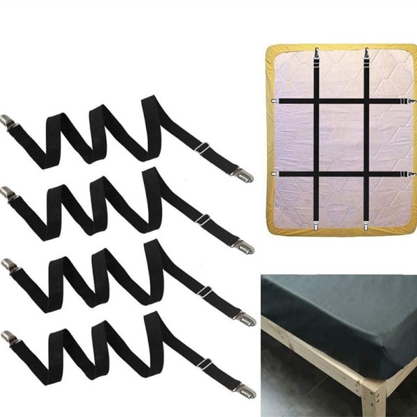IC 2 stk. Justerbar Elastisk Lagen Clip Cover Hjørne Ho Sort