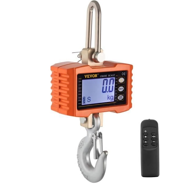 Kranvåg - VEVOR - 1000 kg - Beständigt aluminium - LED-skärm - Orange Orange