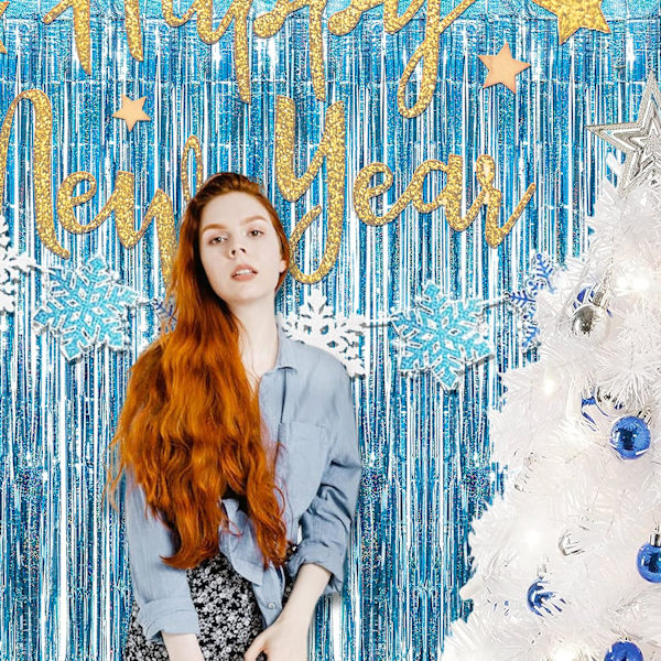 (2 kpl, 1x2,5 m) Vaaleanpunainen folioverho taustaksi, kimalteleva tinsel