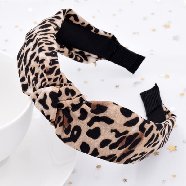 Hårbøjle til kvinder med leopardprint, leopardprint hårbånd mode knude design blødt og behageligt materiale elastisk hårbøjle til daglig brug Leopard print yellow