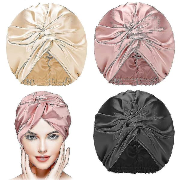 3 stk. Silke Hårindpakning til Sovende Kvinder Bonnet Silke Sovende Bonnet Elastisk Hårpleje Sovehætte f