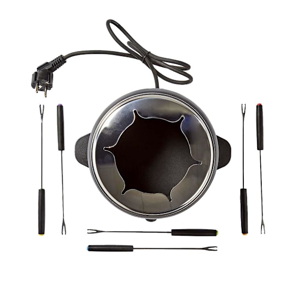 Fonduegryta med 6x Gafflar Svart
