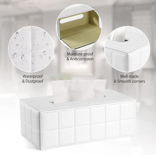 Unik servietvævsholder, holdbart materiale rektangulær vævsboksdæksel til elegant stilfuldt design, læder af høj kvalitet tilføjer et strejf af luksus til