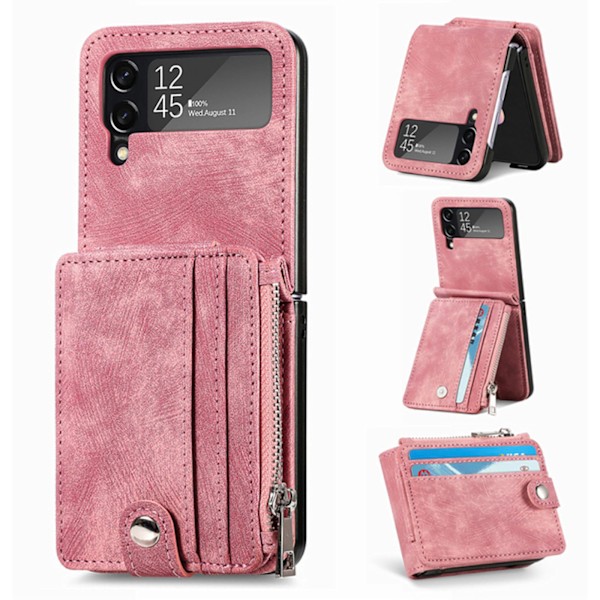 Samsung Galaxy Z Flip 4 - Stilrent Skal med Korthållare Brun