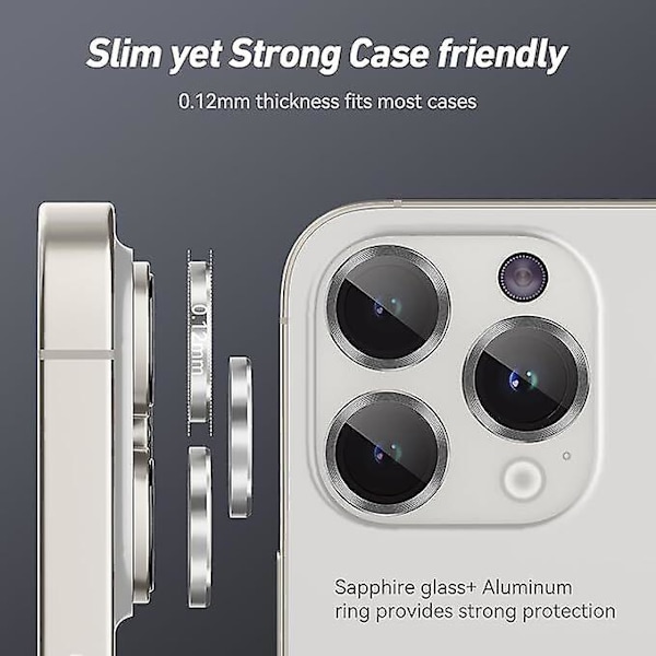 Iphone 15 Pro/iphone 15 Pro Max kameralinsskydd, kameraskyddsskydd Silver 15Pro 15Promax