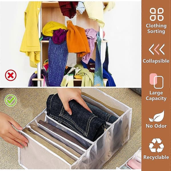 Tøj Skuffe Organizer, Foldbar Mesh Opbevaringsboks, Skabs Organizer med Rum, Skabs Opbevaringspose, 7+9 Gitre