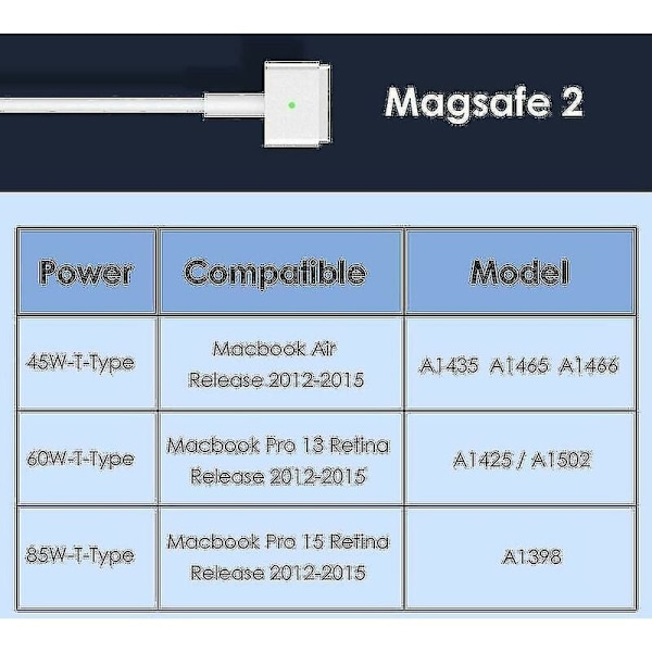 85w Magsafe 2 Strömadapter Laddare För Macbook Pro 13 15 Tum Retina-eu