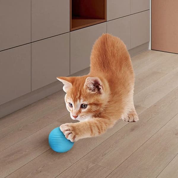 2x 4,3 cm, Blå Smart Automatisk Rullende Bold Kattelegetøj med Katteurt