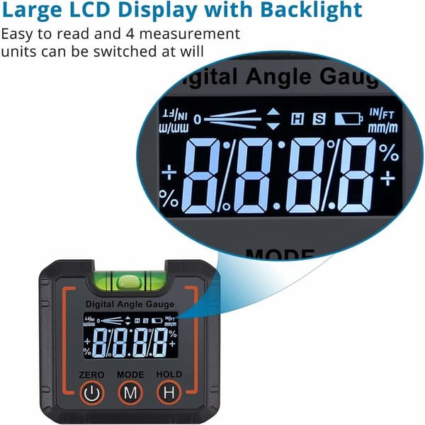 Professionel Digital LCD Digital Inklinometer, Høj Nøjagtighed Hori