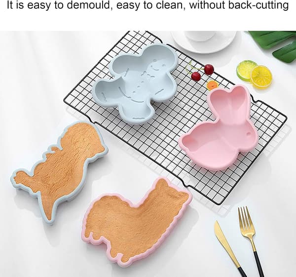 Påsketema kageform, honningkage dinosaur silikone fondant mo