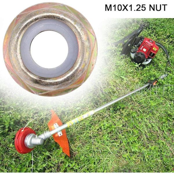 【10-pack】 Trimmer Bladmutter, Universell Röjsåg M10x1.25 Vänstergängad Bladmutter, Ersättningsdelar Gräsklippartillbehör
