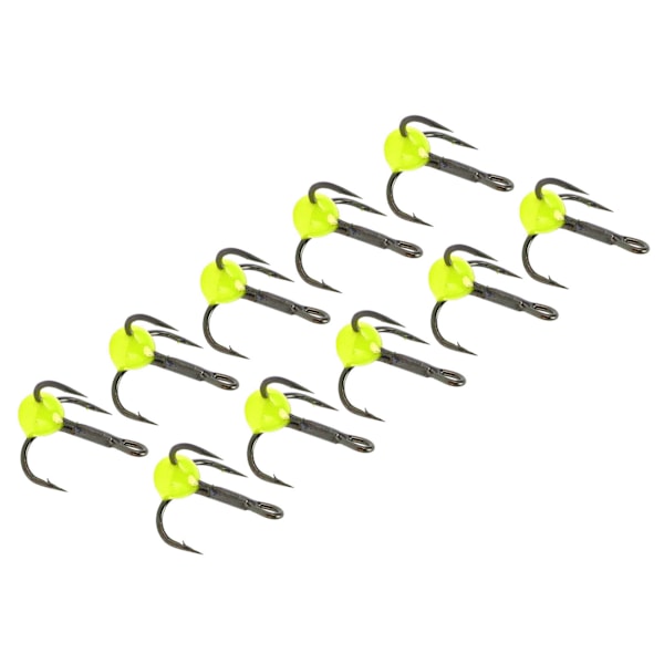 10 st/set Fiske Treble Hook Högkolstål Korrosionsbeständig Fiskebete Färg Borr HookGul