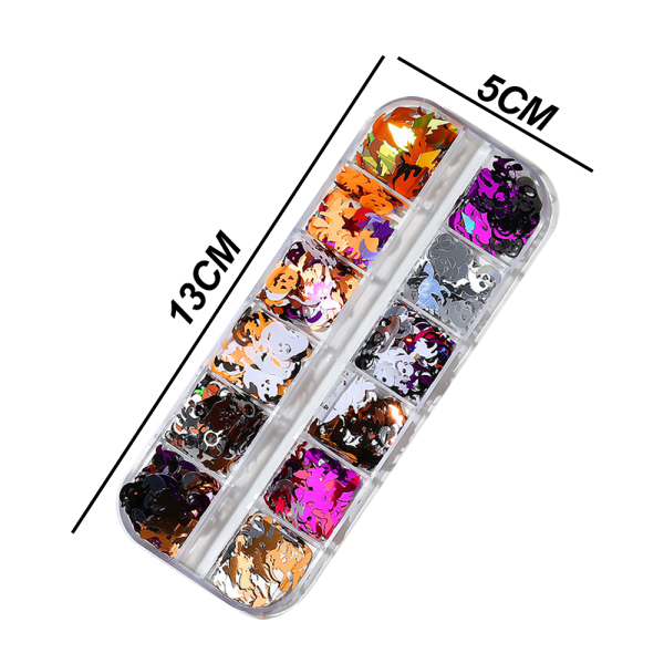 Halloween Nail Paljetter, Konst paljetter Glitter Halloween Manikyr