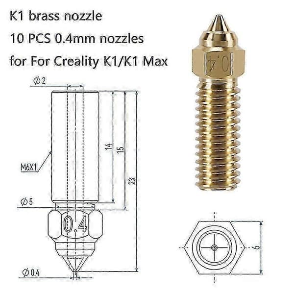10 stk. K1 Messing Dyser Kit, 3d Printer 10 stk. Højhastigheds 0,4 mm Dyser Kit Til K1, K1 Max