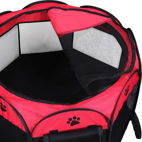 (72cm * 45cm, Röd), Vikbart djurtält 8 Delar Mesh Hus Portabelt