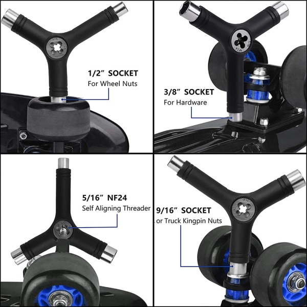 Allt-i-ett-skateboardverktyg, bärbart multifunktionsverktyg för skateboard