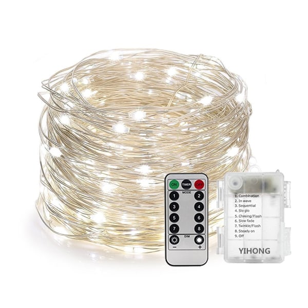 Bärbara Ljusslingor med Fe-tema, 100 LED Kallvita Blinkande Ljus med Timer och Fjärrkontroll för Inomhus- och Utomhusdekoration