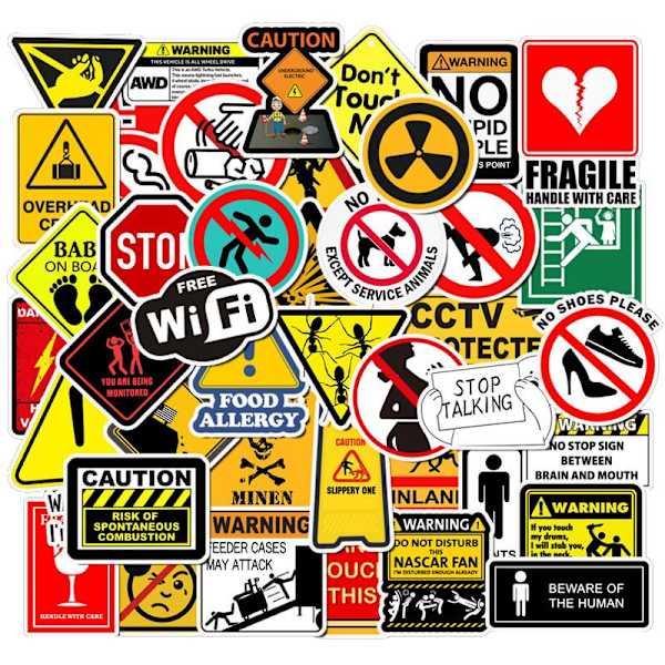 Pack med Klistermärken - Warning Signs multifärg