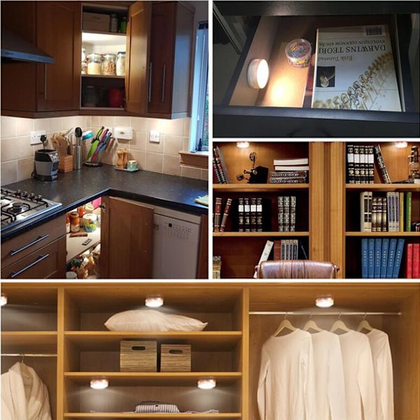 LED-spotlightar med batteridrift och fjärrkontroll, 3-pack LED-spotlight för displayfodral, trådlös belysning för skåp, dimbar underenhetsbelysning