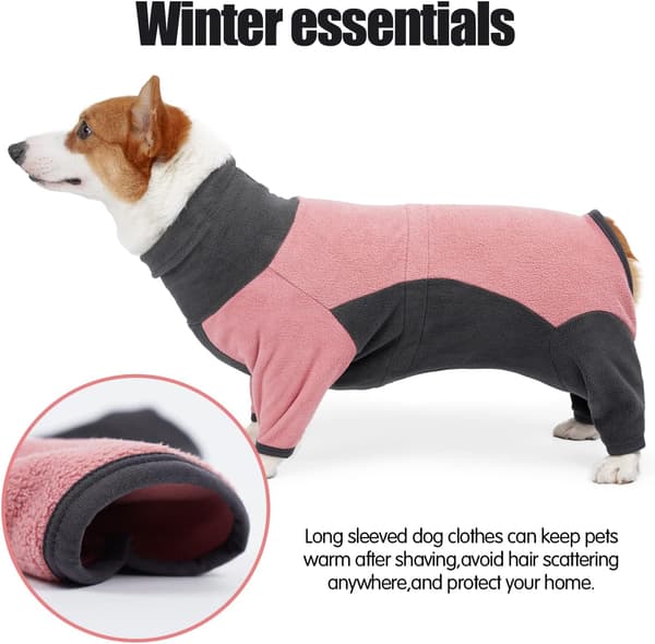 (Pink, L) Koldvejrsjakke til hunde, varme pyjamas til hunde