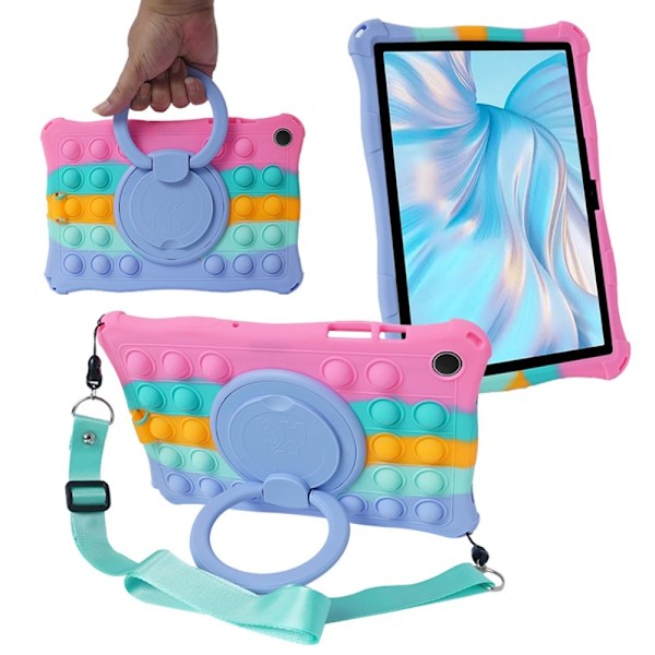 SKALO Samsung Tab A9+ Stöttåligt Armor Popit Silikon Skal - Rainbow multifärg