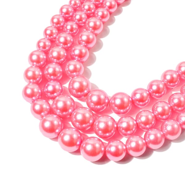 Statement halskædesæt med imiterede perler, stor chunky perlehalskæde elegant og sofistikeret simuleret perle statement halskæde perlebesat kunstnerisk retro Pink