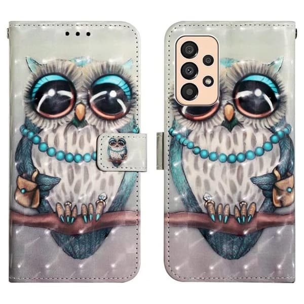 Lompakkokotelo Samsung Galaxy A53 – Koristeltu pöllö