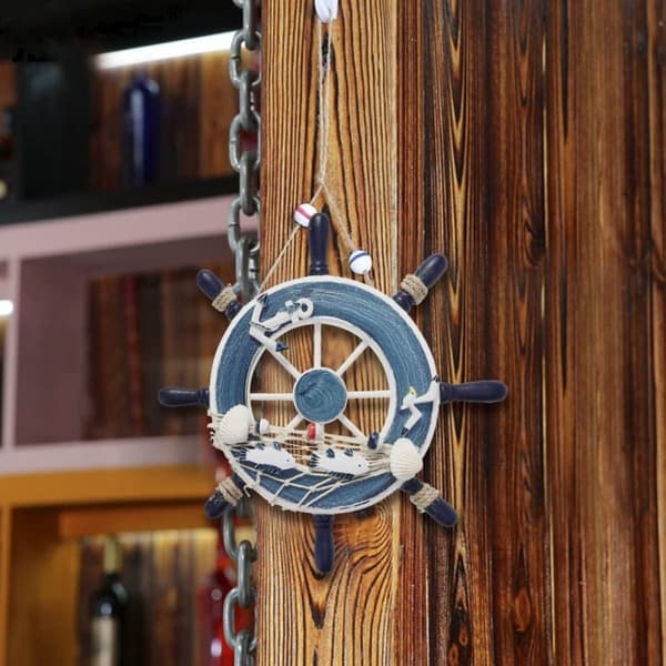 Veggdekorasjon objekt ratt tre nautisk maritim veggdekorasjon