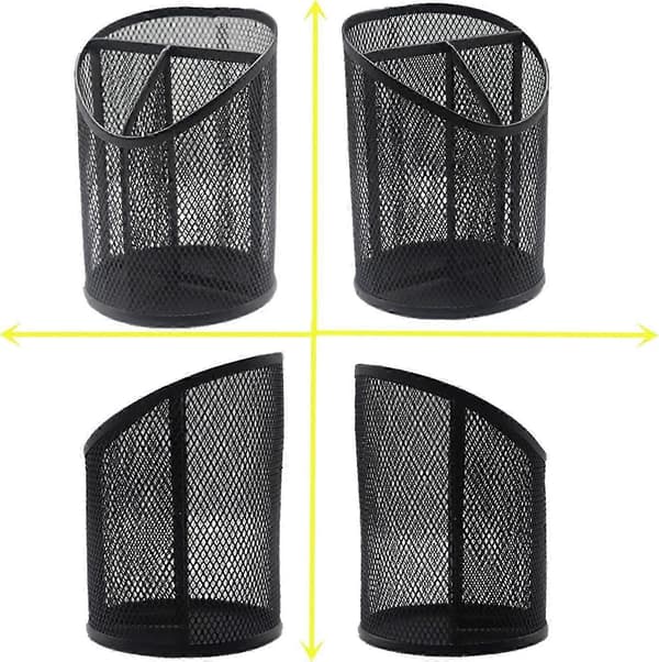 3 Rom Pennholder Mesh Rund Blyantholder Organizer Kopp for Skrivebord Kontor Svart, 2 Pakning