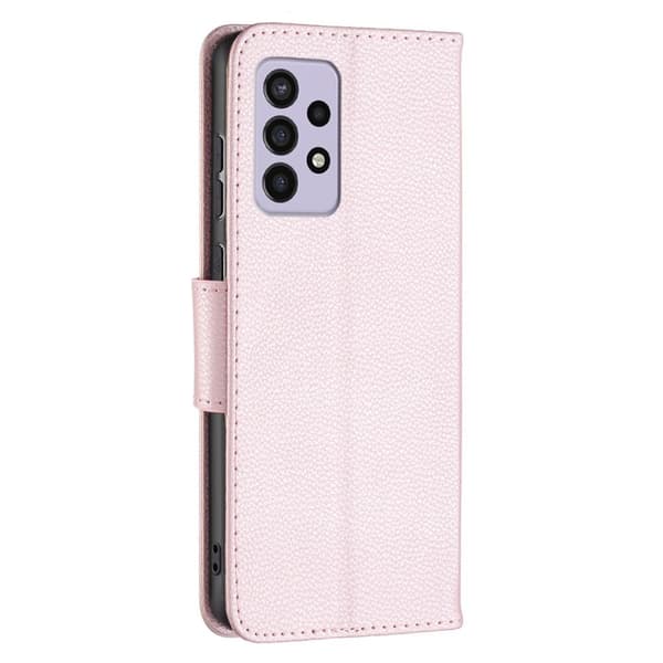 Samsung A33 5G, Premium Litchi, Plånbok, Roséguld