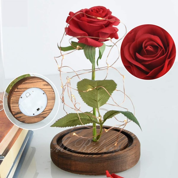 Rose present kit för bröllopsskönheten och odjuret Rose glaskupol