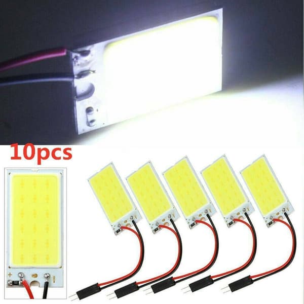 10 STK Hvit COB Panel Dome LED Lys Interiørlampe 4W 12V T10 Fes