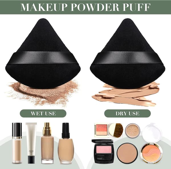 Triangle Pudderpuff 4 stk Kosmetiske Ansiktspuff Velvet Makeup Puf