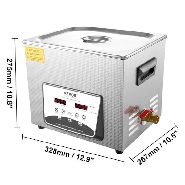 Professionell ultraljudsrengörare 10L - VEVOR - SUS 304 rostfritt stål - Avgasningsfunktion