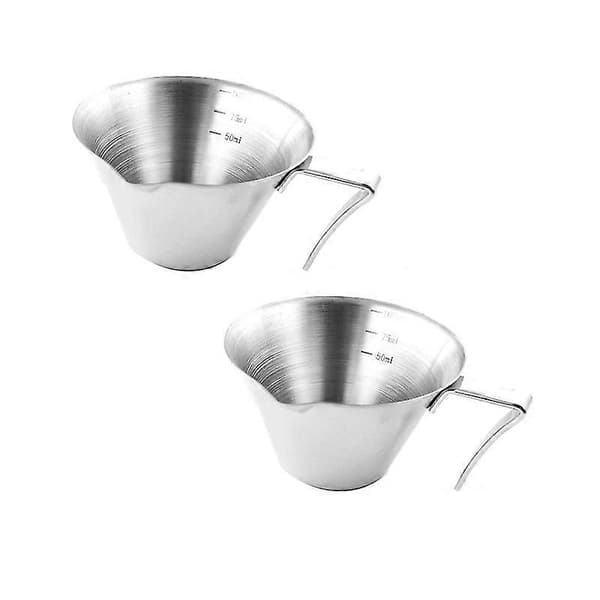 Espresso Målekopp med Håndtak 2 Pakk Dobbel Espresso Kopp Rustfritt Stål Espresso Hellekopp
