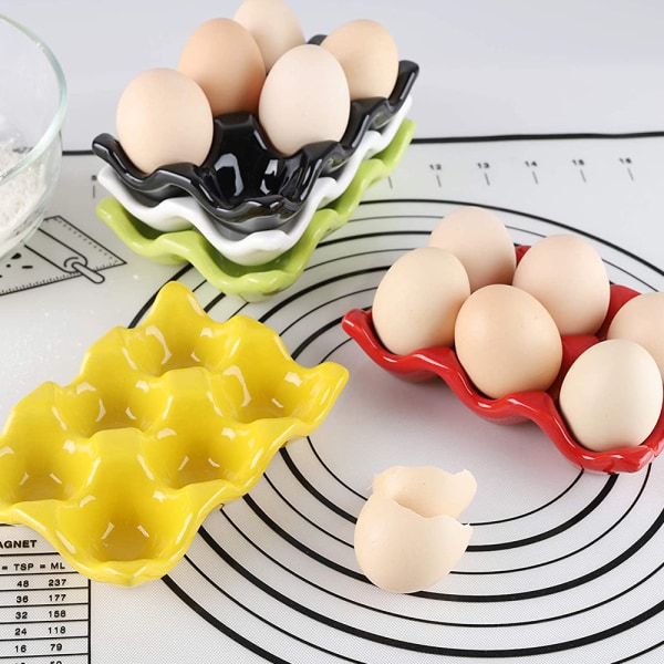 6 ägg keramisk ägghållare halkfri äggtallrik ägglåda för hemmet