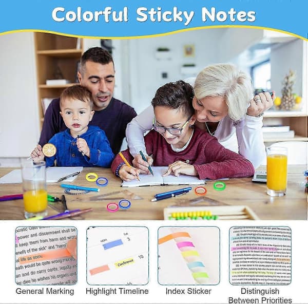 Overstregningstape, bogmærker, transparente sticky notes, bibel-mærker, klare sticky notes, annotations-mærkesæt, farverige revisions-papirartikler