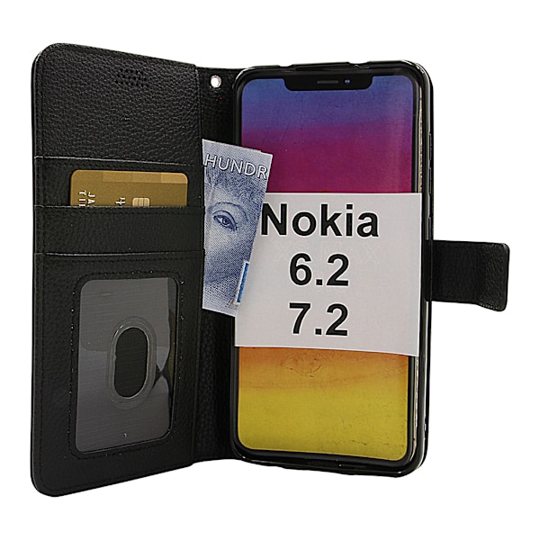 New Standcase Wallet Nokia 6.2 / 7.2 (Svart) Ljusblå