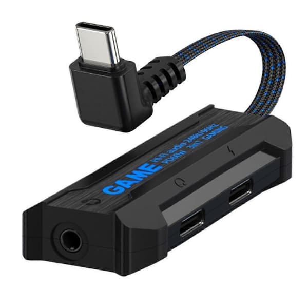 USB C til 3,5 mm hodetelefon- og laderadapter 3 i 1 Type C til Aux-lydkontakt med PD 60W hurtigladesplitter