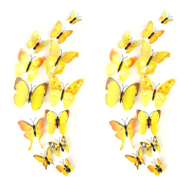 Fjärilsväggdekor 24 st, 3D-fjärilsklistermärken för fest
