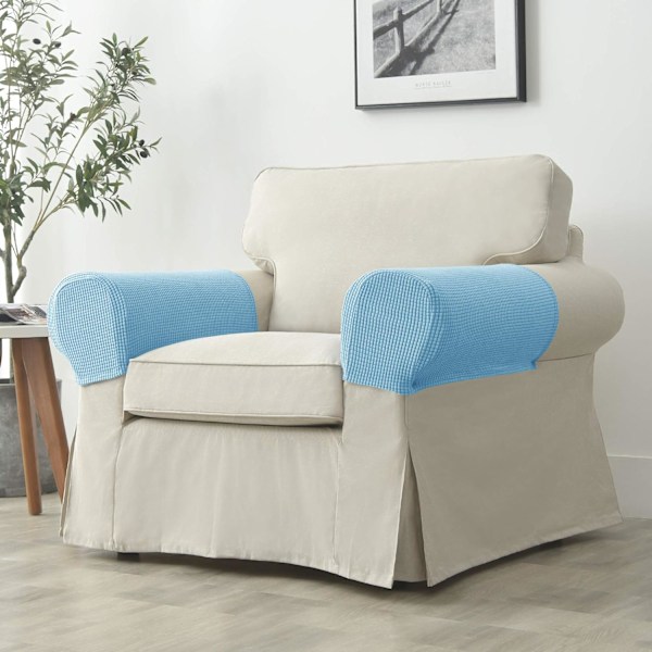 Set med 2 Jacquard Stretch Soffa Armstöd Armstödsskydd Halksäkra Möbelskydd Armstödsskydd för Soffa Recliner med Gratis Fästverktyg