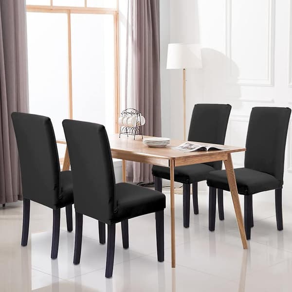 Stoltrekk for spisestuestoler, stretch, avtakbare, vaskbare Svart