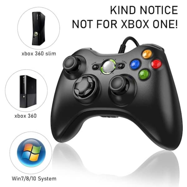 X-Box 360 Controller, Kablet USB Gamepad til Microsoft X-Box 360 & Slim Console og PC