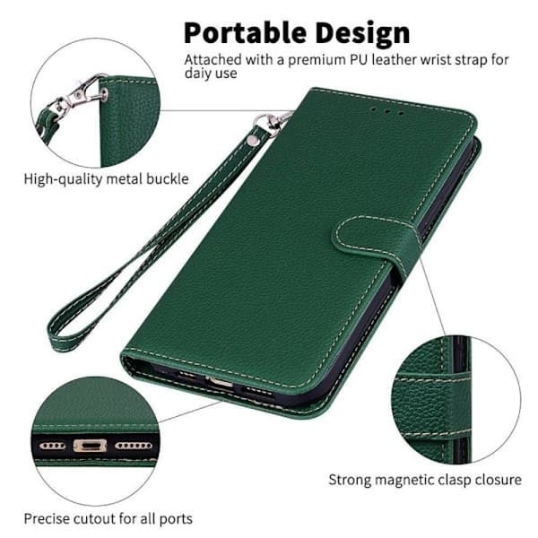(Til iPhone 11) PU-læder pungcover med kortpladser, magnetisk kongeblå beige