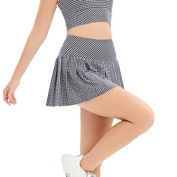 Dam Badminton löparplisserad kjol med fickor för sport och