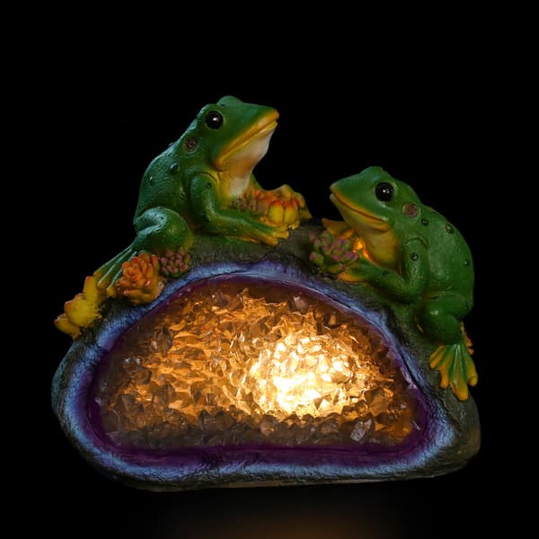Dekorativt dyr til haven Frø Solcellelampe Statue Dyr