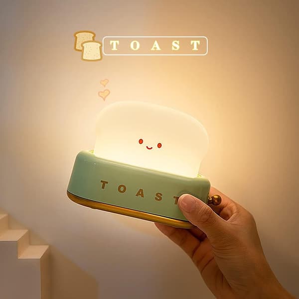 LED Toast Brød Natlampe, Sød Natlampe USB Genopladelig og