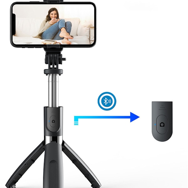 Mångsidigt Selfie Stick Stativ, Extra Lång Förlängning & Bluetooth Fjärrkontroll för Bred Kompatibilitet med De Flesta Smartphones (Svart)